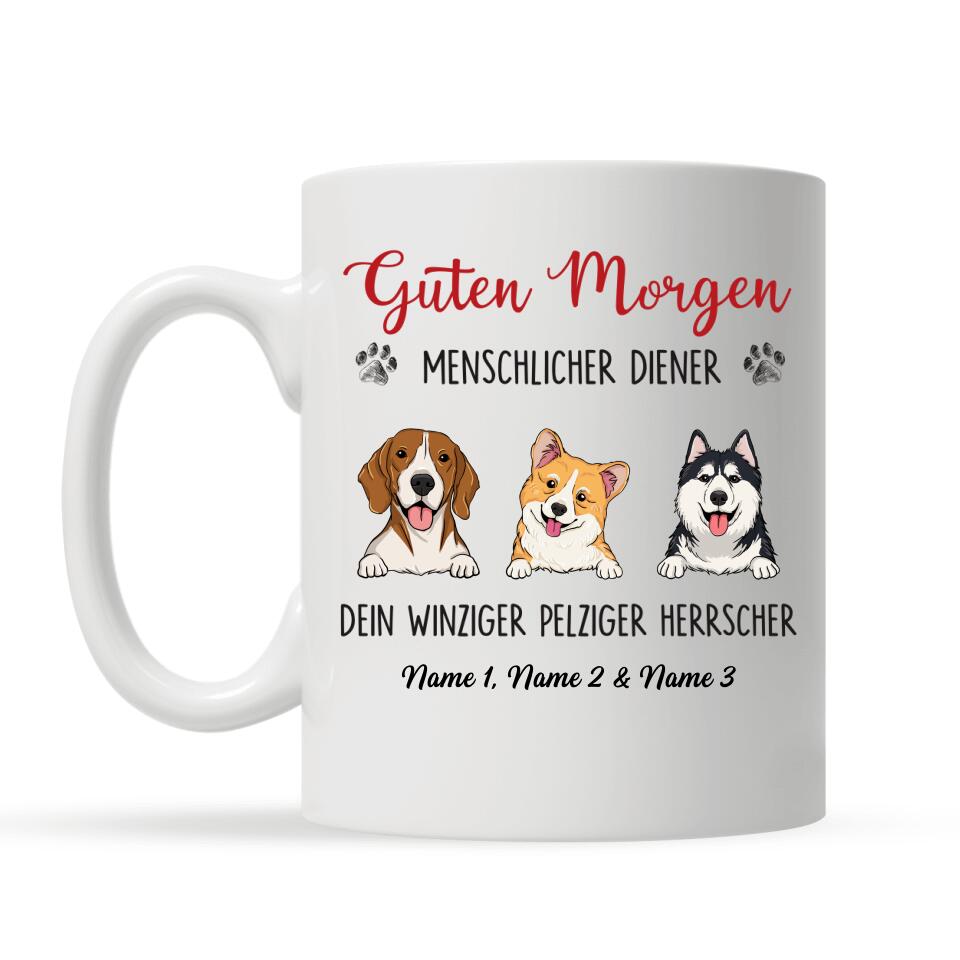 Personalisierte Tasse für Hundeliebhaber | personalisierte Geschenke für Hundeliebhaber | Guten Morgen menschlicher diener