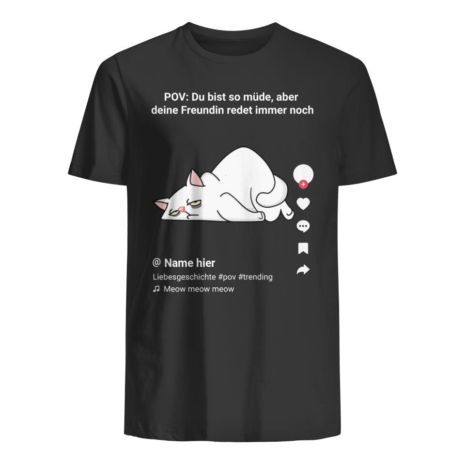 POV Lustige Paarkatze, Personalisierbar Unisex T-Shirt Für Katzenliebhaber