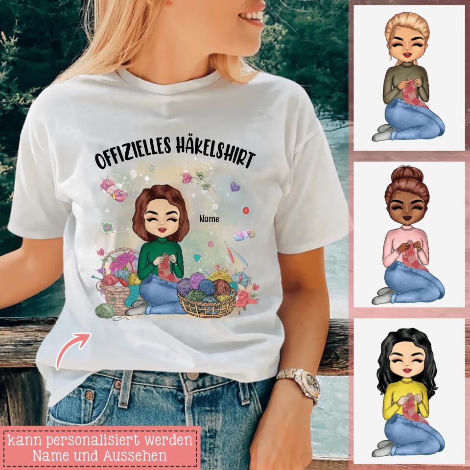 Offizielles Häkelshirt, Personalisierbar T-shirt für Häkelliebhaber