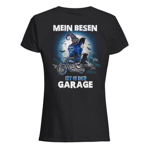 Mein Besen ist in der Garage, Halloween T-Shirt für Motorradliebhaber