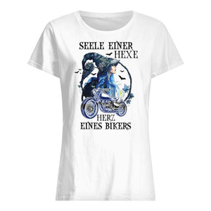 Seele einer Hexe Herz eines Bikers, Halloween T-Shirt für Motorradliebhaber