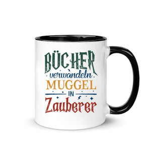 Bücher verwandeln Muggel in Zauberer, Personalisierbar Becher für Bücherliebhaber