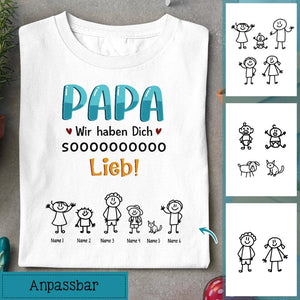 Personalisiertes T-shirt für Papa | personalisierte Geschenke für Vater | Papa ich hab dich so lieb!