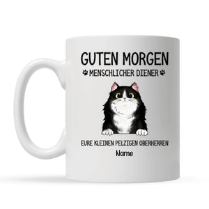 Personalisierte Tasse für Katzenliebhaber | personalisierte Geschenke für Katzenliebhaber | Guten Morgen Menschlicher Diener