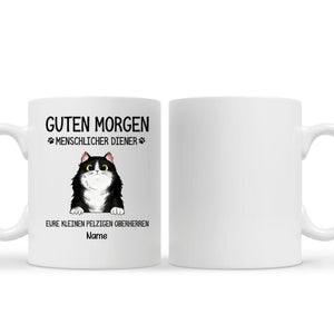 Personalisierte Tasse für Katzenliebhaber | personalisierte Geschenke für Katzenliebhaber | Guten Morgen Menschlicher Diener