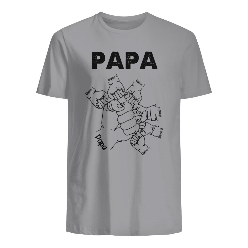 Personalisiertes T-shirt für Papa Opa | personalisierte Geschenke für Vater Großvater | Hand Papa und Hand Kinder