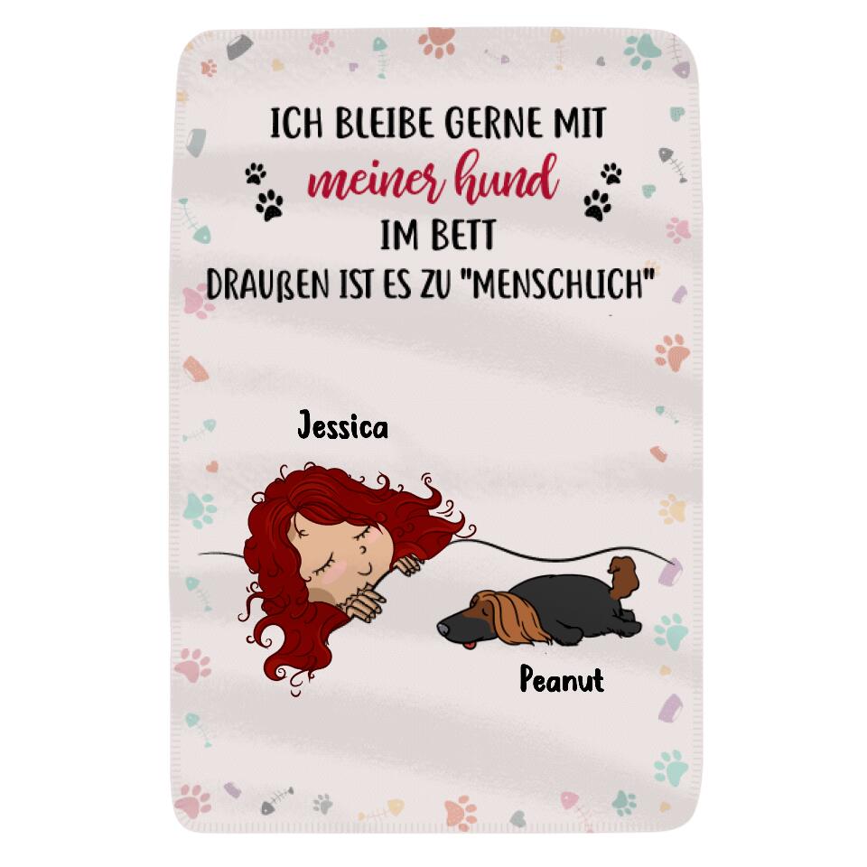 Personalisierte Decke für Hundeliebhaber | personalisierte Geschenke für Hundeliebhaber | Ich bleibe gerne mit meinen Hunden im Bett