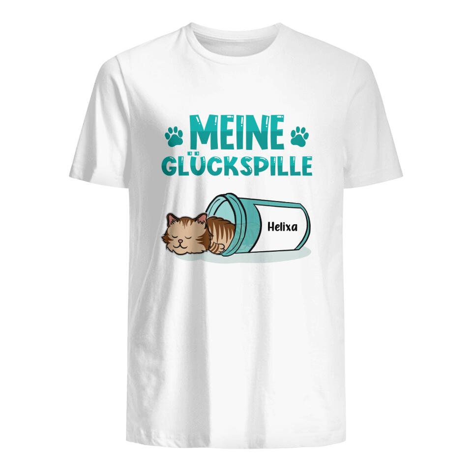 Personalisiertes T-shirt für Katzenliebhaber | personalisierte Geschenke für Katzenliebhaber | Meine Glückspillen