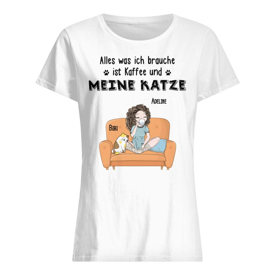 Personalisiertes T-shirt für Katzenliebhaber | personalisierte Geschenke für Katzenliebhaber | Kaffee und meine Katzen