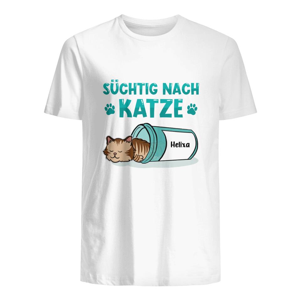 Personalisiertes T-shirt für Katzenliebhaber | personalisierte Geschenke für Katzenliebhaber | suchtig nach Katze