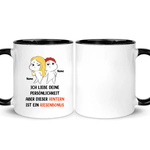 Personalisierte Tasse für Paare | personalisierte Geschenke für Pärchen | lustige Tasse mit Text aber dieser Hintern ist ein Riesenbonus