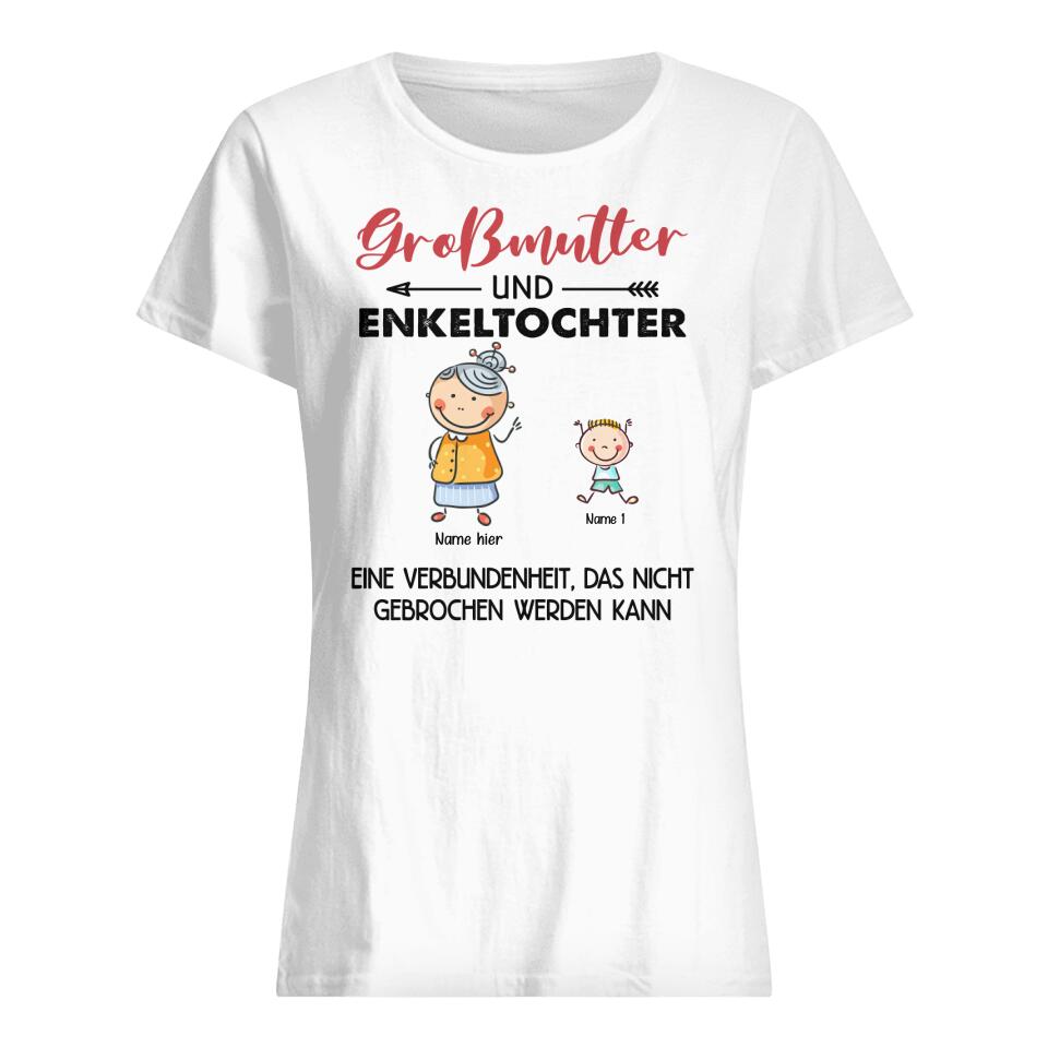 Personalisiertes T-shirt für Oma | personalisierte Geschenke für Großmutter | Großmutter Und Enkelsohn Oder Enkeltochter Eine Verbundenheit Das Nicht Gebrochen Werden Kann