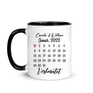 Personalisierte Tasse für Paare | personalisierte Geschenke für Pärchen | Spezielle Datumskalender