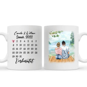 Personalisierte Tasse für Paare | personalisierte Geschenke für Pärchen | Spezielle Datumskalender