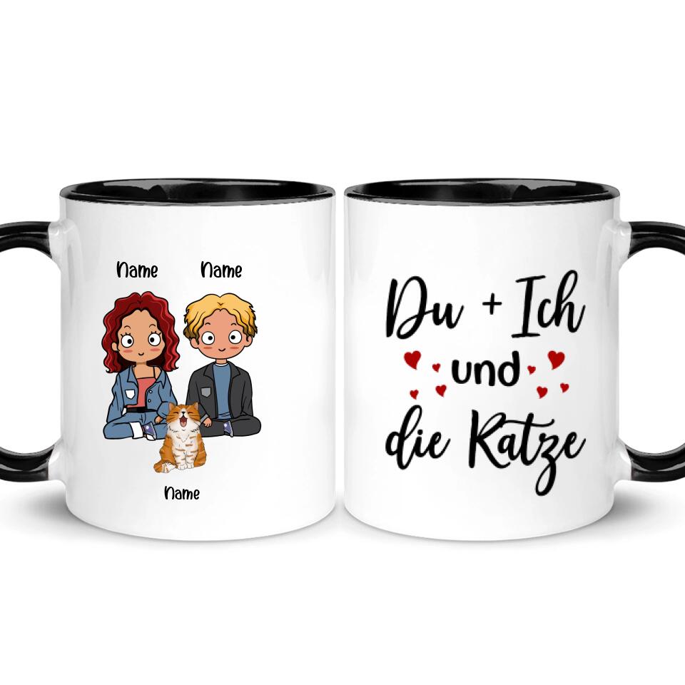 Personalisierte Tasse für Paare | personalisierte Geschenke für Katzenliebhaber| Du + Ich und die Katzen