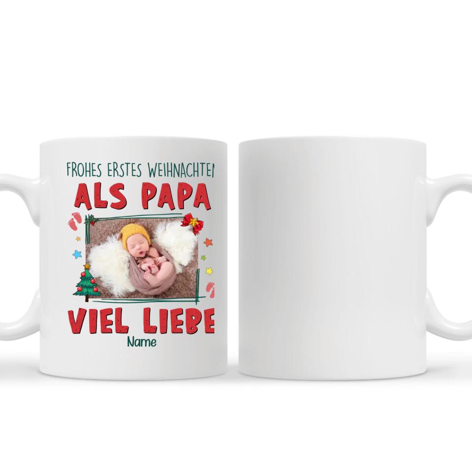 Personalisierte Tasse für Papa | personalisierte Geschenke für Vater | Frohes erstes Weihnachten 
als Papa