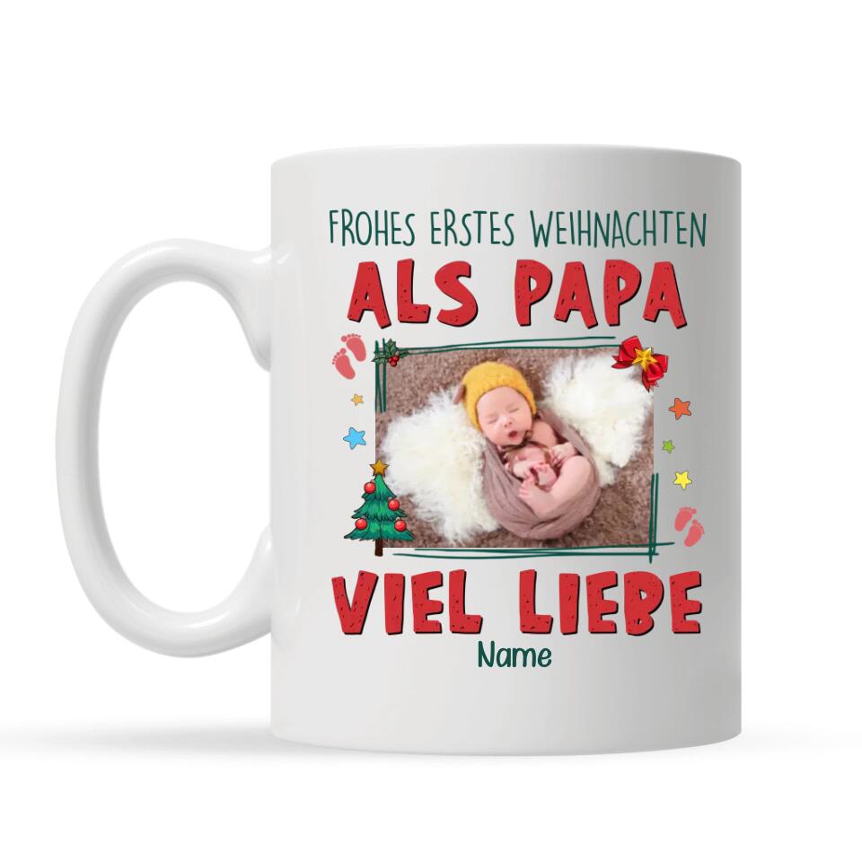 Personalisierte Tasse für Papa | personalisierte Geschenke für Vater | Frohes erstes Weihnachten 
als Papa