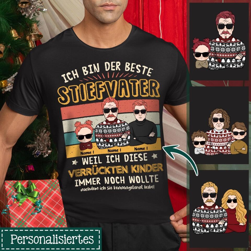 Personalisiertes T-shirt für Stiefvater | personalisierte Geschenke für Bonus-Papa | Ich bin der beste Stiefvater