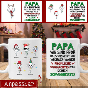 Personalisierte Tasse für Papa | personalisierte Geschenke für Vater | Papa, wir sind froh, dass wir nicht nur Wichser waren Fröhliche Weihnachten