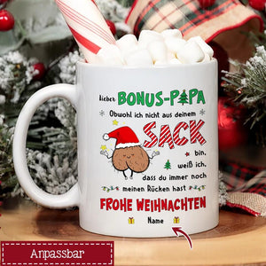 Personalisierte Tasse für Papa | personalisierte Geschenke für Vater | Lieber Bonus-Papa Obwohl ich nicht aus deinem Sack bin