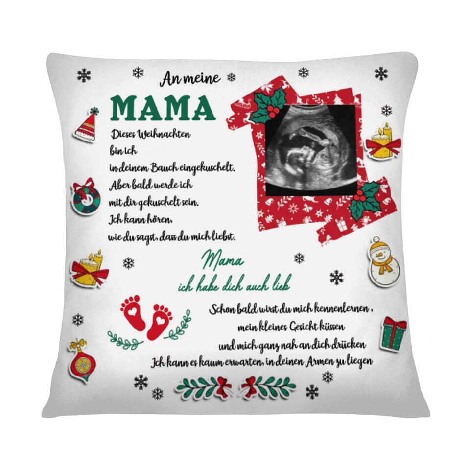 Personalisiertes Kissen für Mama | personalisierte Geschenke für Mutter | Dieses Weihnachten bin ich in deinem Bauch eingekuschelt