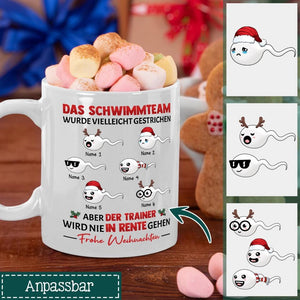 Personalisierte Tasse für Papa | personalisierte Geschenke für Vater | Lustige Tasse Das Schwimmteam wurde vielleicht gestrichen