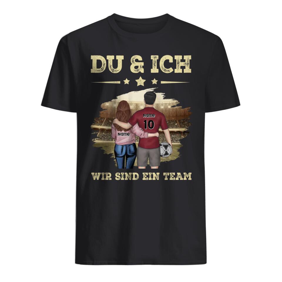 Personalisiertes T-shirt für Paare/Ehemann/Freund | personalisierte Geschenke für Fußballspieler | Du & ich, wir sind ein Team