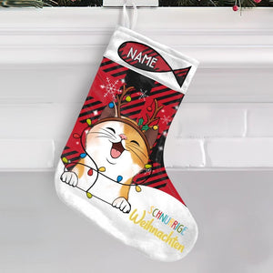 Personalisierter Weihnachtsstrumpf für Katzenliebhaber | personalisierte Geschenke für Katzenliebhaber | Schnurrige Weihnachten