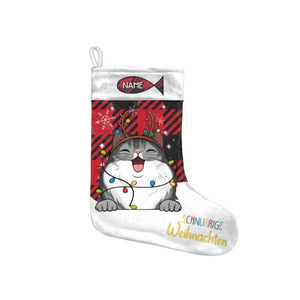 Personalisierter Weihnachtsstrumpf für Katzenliebhaber | personalisierte Geschenke für Katzenliebhaber | Schnurrige Weihnachten