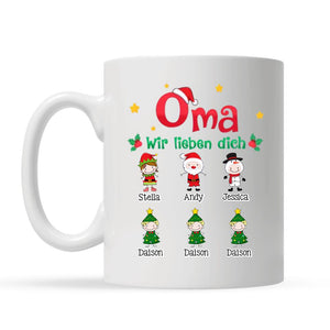 Personalisierte Tasse für Oma | personalisierte Geschenke für Oma | Oma Wir Lieben Dich Weihnachten