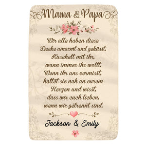 Personalisierte Decke für Mama Papa | personalisierte Geschenke für Mama Papa | Mama und Papa