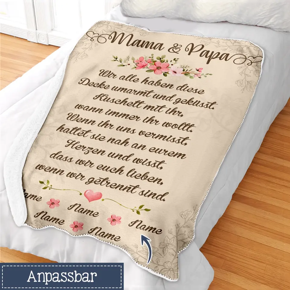 Personalisierte Decke für Mama Papa | personalisierte Geschenke für Mama Papa | Mama und Papa