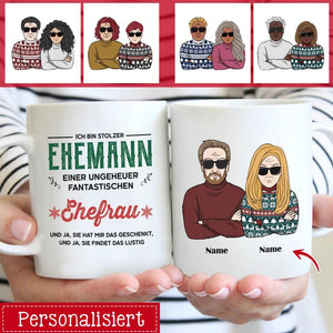 Personalisierte Tasse für Ehemann | personalisierte Geschenke für Ehemann | Ich bin stolzer Ehemann einer ungeheuer fantastischen Ehefrau