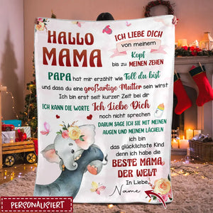 Personalisierte Babydecke | personalisierte Geschenke für Mama | Hallo Mama, ich liebe dich