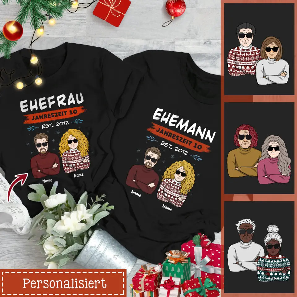 Personalisiertes T-shirt für Ehemann | personalisierte Geschenke für Ehemann | Ehemann/Ehefrau Jahreszeit