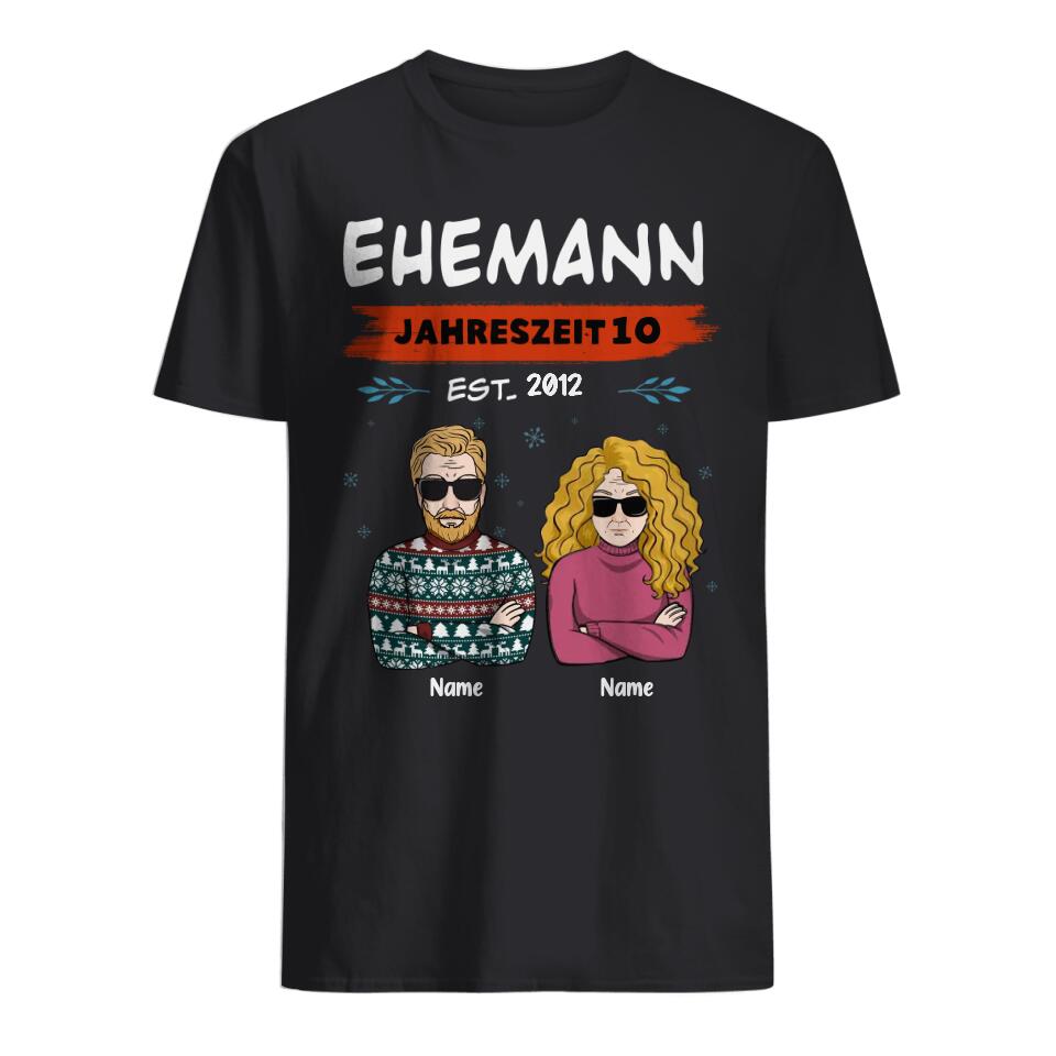 Personalisiertes T-shirt für Ehemann | personalisierte Geschenke für Ehemann | Ehemann/Ehefrau Jahreszeit