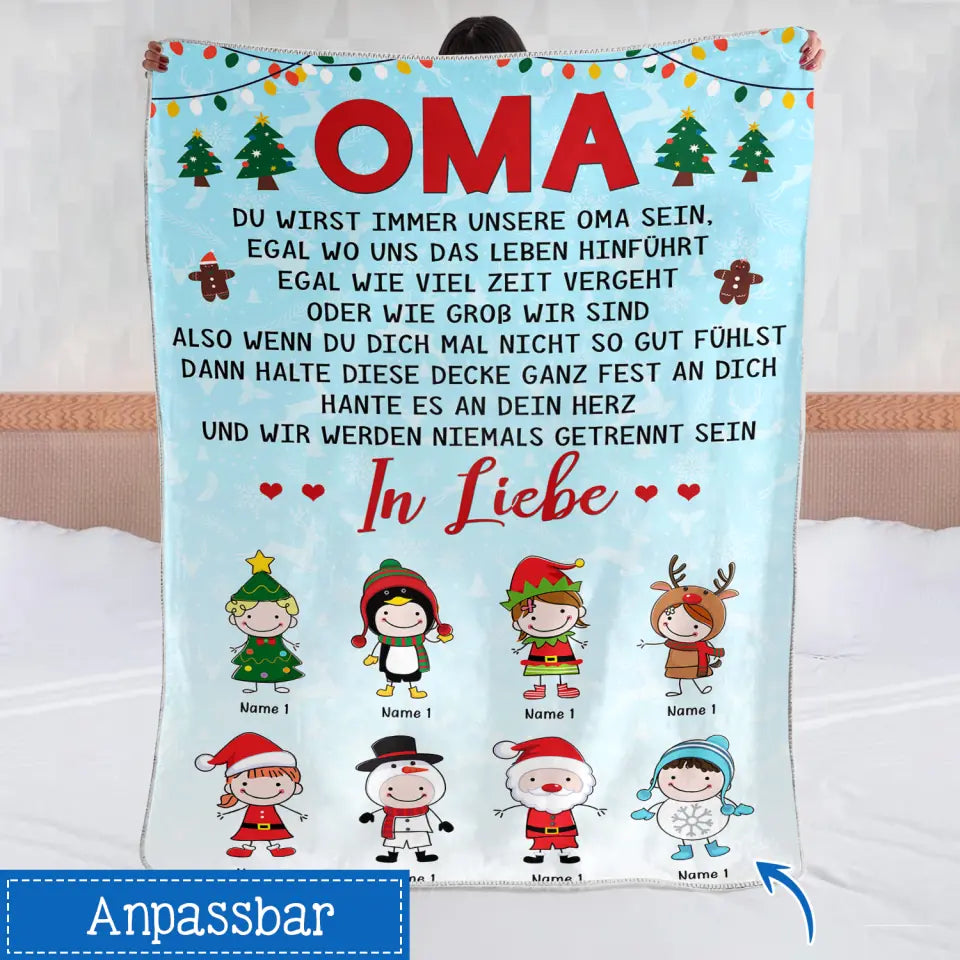 Personalisierte Decke für Oma| personalisierte Geschenke für Großmutter | Oma und Enkel