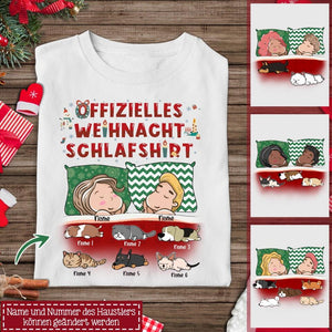 Personalisiertes T-shirt für Paare | personalisierte Geschenke für Tierliebhaber | Offizielles Weihnacht Schlafshirt