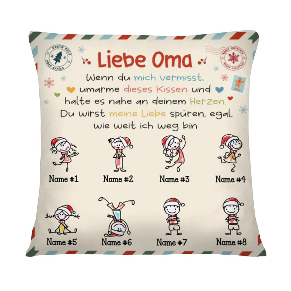 Personalisiertes Kissen für Oma | personalisierte Geschenke für Großmutter | Liebe Oma Wenn du mich vermisst