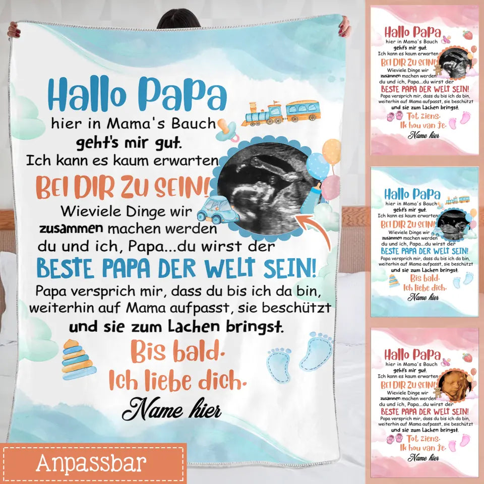 Personalisierte Babydecke | personalisierte Geschenke für Papa | Papa Beschützt Mama