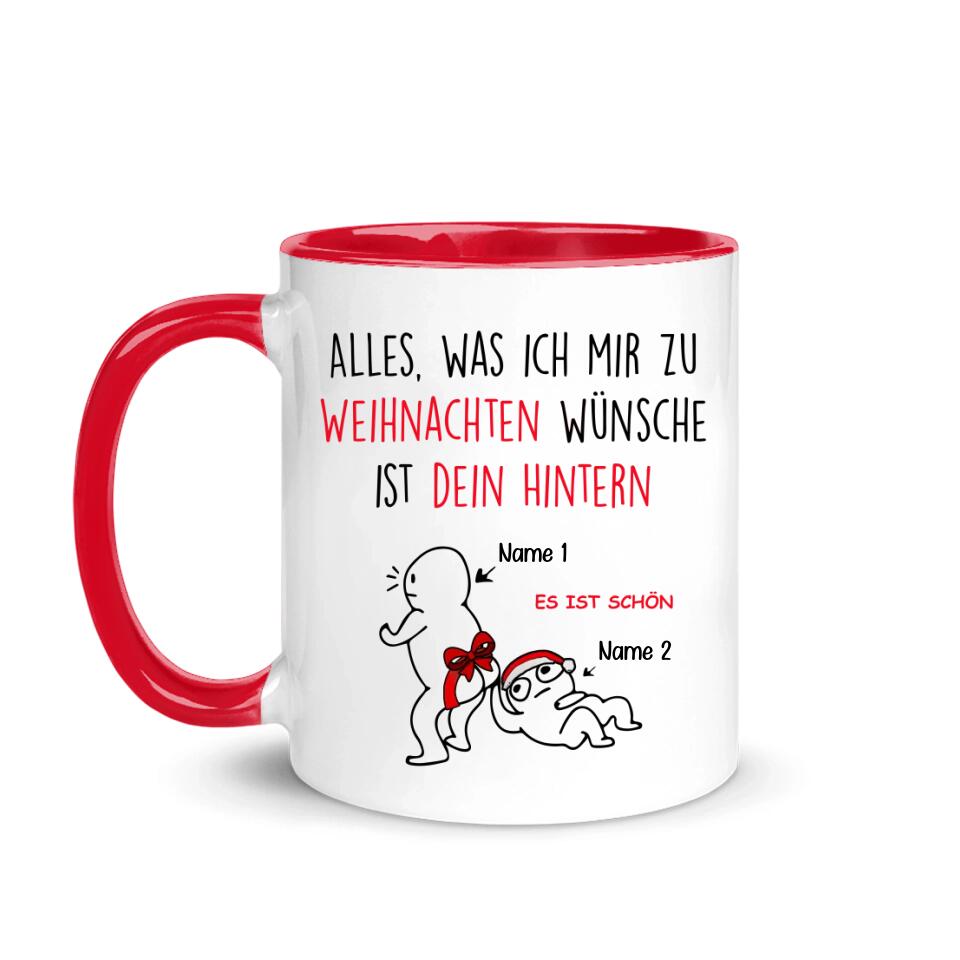 Personalisierte Tasse für Ehefrau | personalisierte Geschenke für Ehefrau | Alles, was ich mir zu Weihnachten wünsche, ist dein Hintern