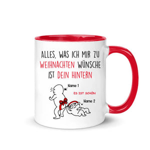 Personalisierte Tasse für Ehefrau | personalisierte Geschenke für Ehefrau | Alles, was ich mir zu Weihnachten wünsche, ist dein Hintern