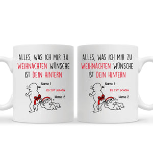 Personalisierte Tasse für Ehefrau | personalisierte Geschenke für Ehefrau | Alles, was ich mir zu Weihnachten wünsche, ist dein Hintern