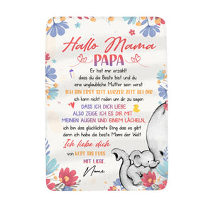 Personalisierte Babydecke | personalisierte Geschenke für Mama | Hallo Mama Papa Hat Mir Gesagt