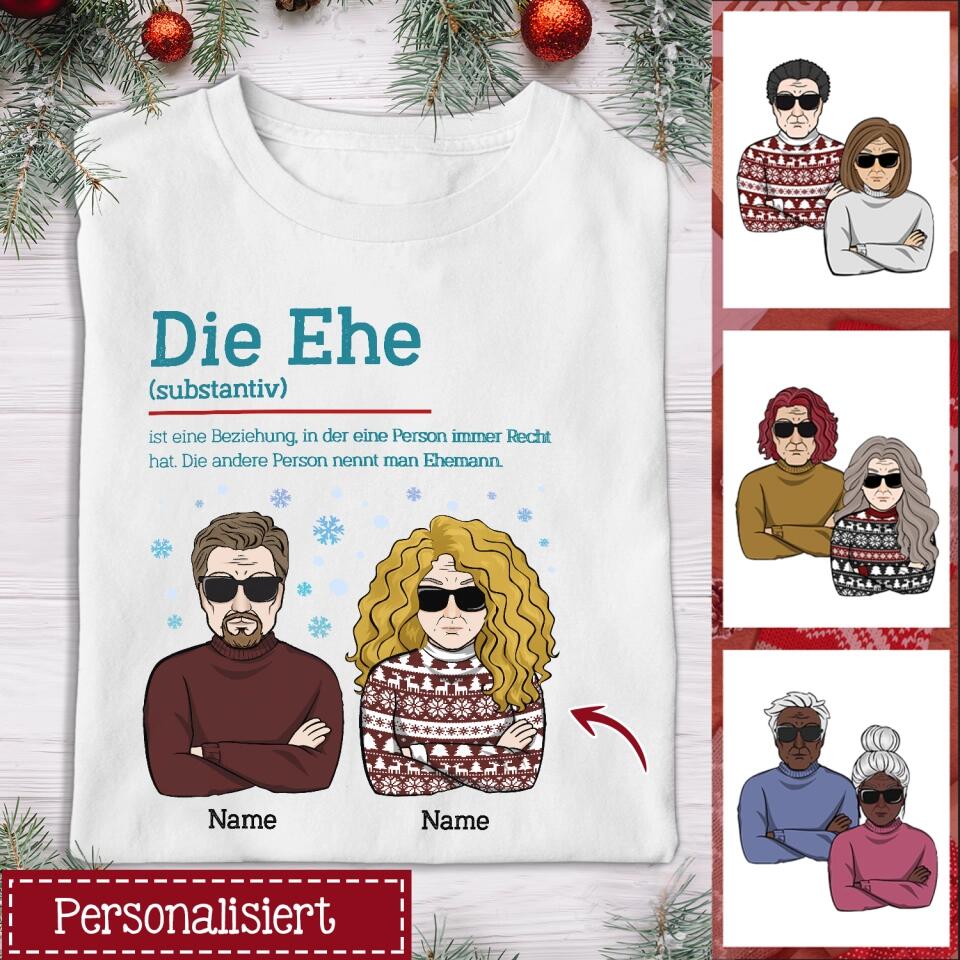 Personalisiertes T-shirt für Ehefrau | personalisierte Geschenke für Ehefrau | Die Ehe