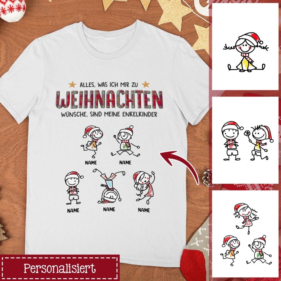 Personalisiertes T-shirt für Oma | personalisierte Geschenke für Großmutter | Alles, was ich mir zu Weihnachten wünsche, sind meine Enkelkinder