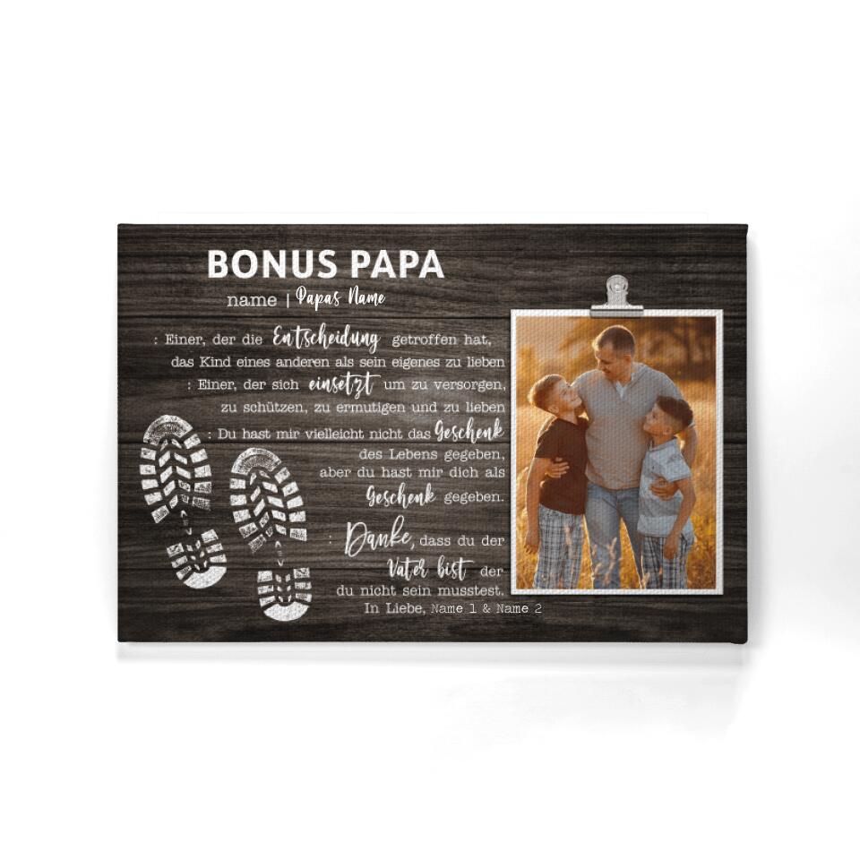 Personalisierte Leinwand für Bonuspapa | personalisierte Geschenke für Bonus Papa | Bonus Papa Du hast mir vielleicht nicht das Geschenk