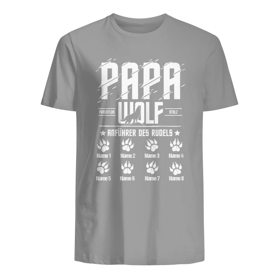 Personalizar Camisetas Para Papá | Personalizado Regalos Para Padre | Papa Wolf Furchtlos Stolz Anführer Des Rudels