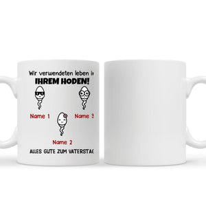 Personalisierte Tasse für Papa | personalisierte Geschenke für Vater | Wir verwendeten leben in Ihrem Hoden! Alles gute zum Vaterstag