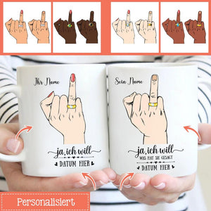 Personalisierte Tasse für Ehemann | personalisierte Geschenke für Ehemann | Ja, ich will Ringfingerpaar